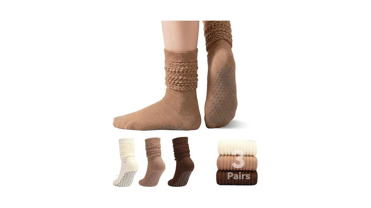 Rtzat 3 Pack Pilates Grip Socks For Women – Non