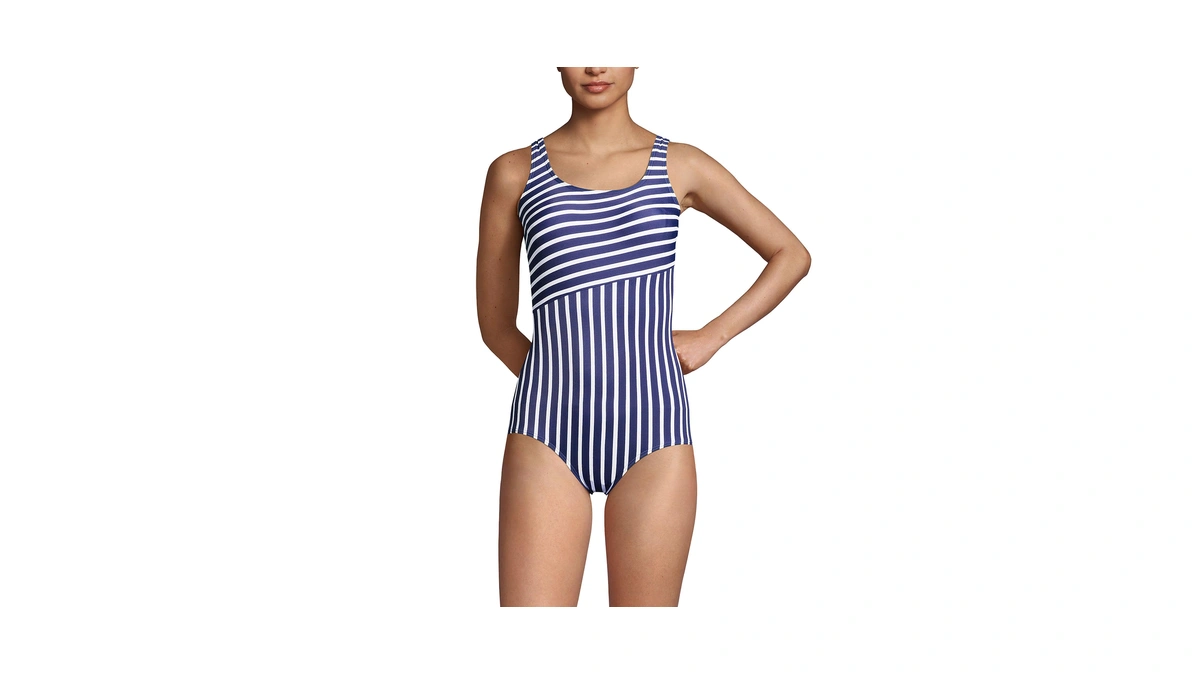 Lands' End Womens Chlorine Resistant Tugless Tank Soft Cup One