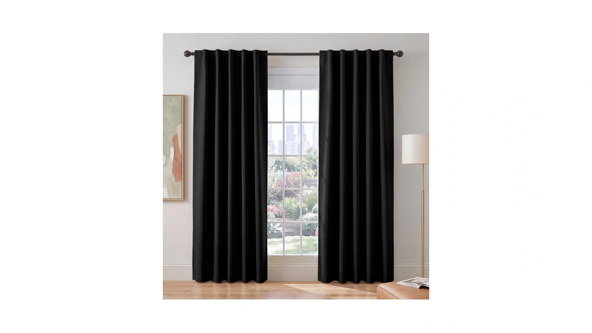 Pony Dance Black Blackout Living Room Curtains 84 Inches Long