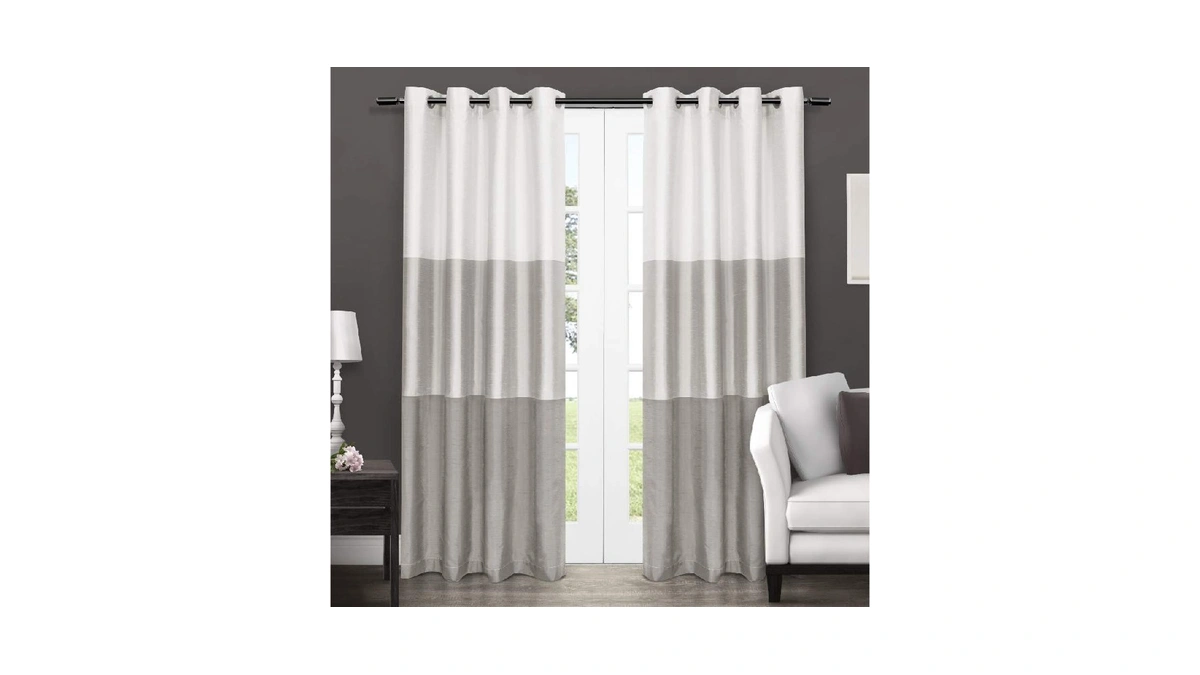 Exclusive Home Chateau Striped Faux Silk Grommet Top Curtain Panel