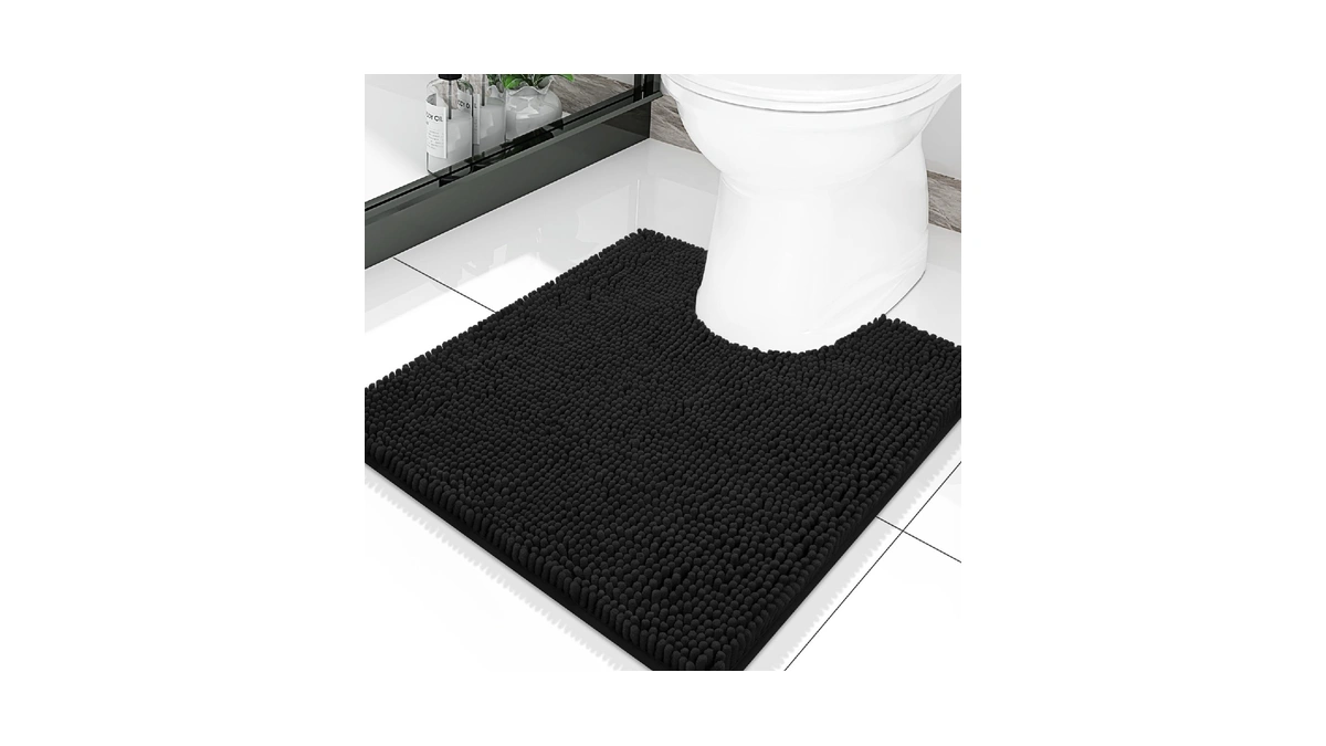 Smiry Luxury Chenille Toilet Rugs U-shaped 20x20, Soft Absorbent Non-slip