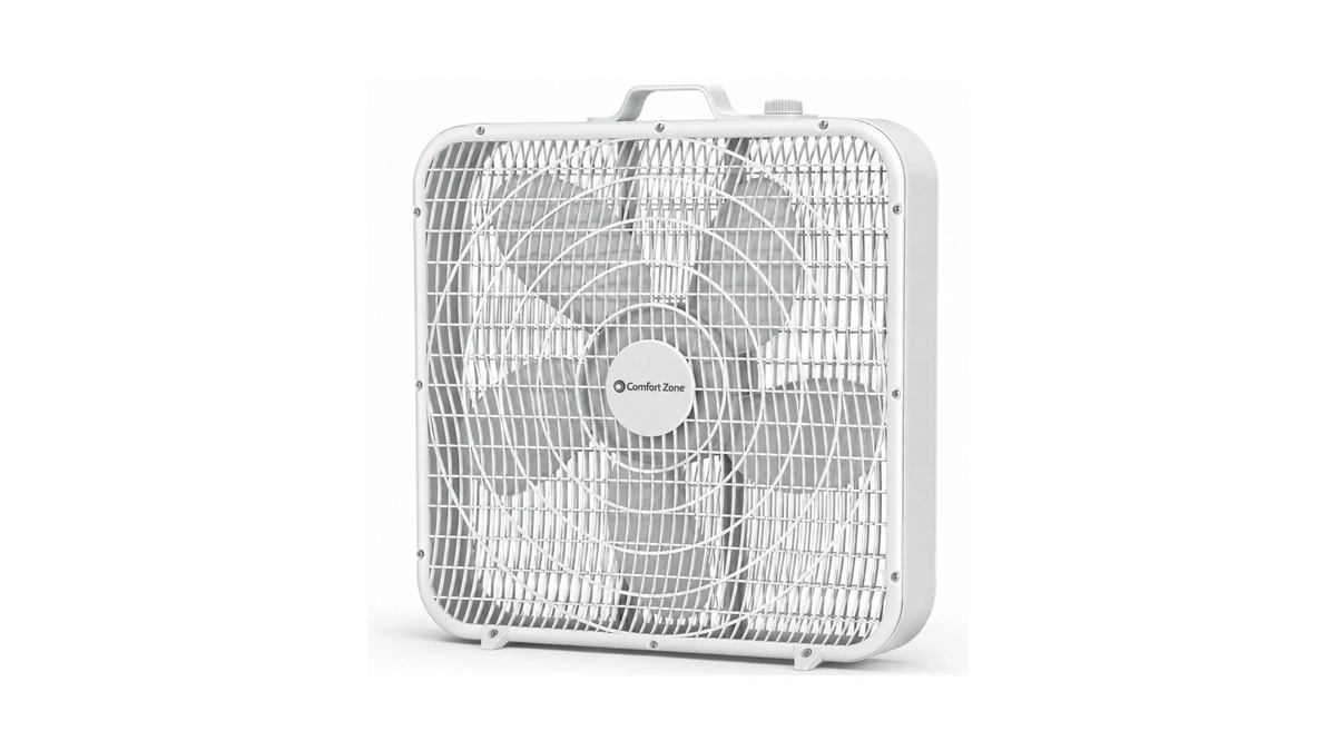 Comfort Zone Box Fan With Carry Handle, 20 Inch, 3