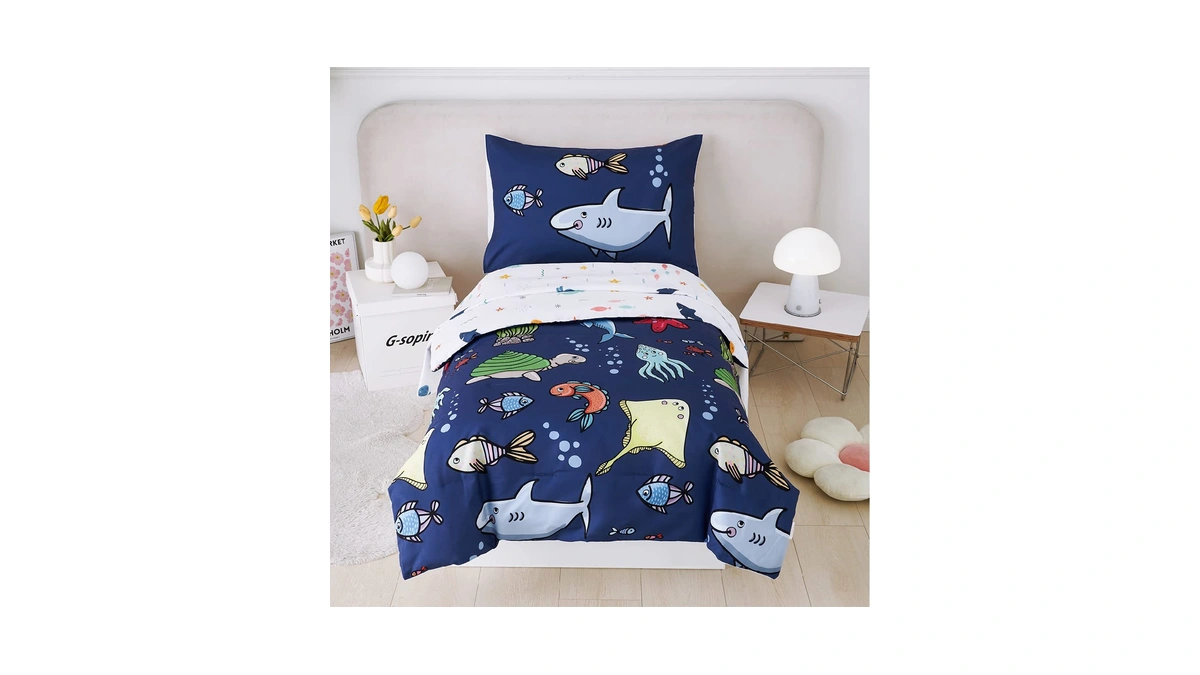 Perfemet 4 Pieces Twin Bed In A Bag Navy Blue