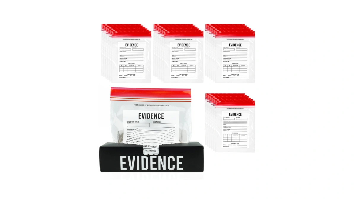 Evidence Bags, 25 Pack, Police Party Favors, Murder Mystery Decorations