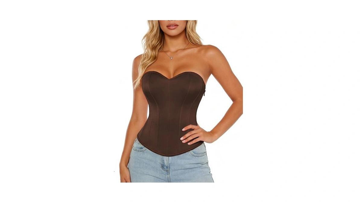 Scarlet Darkness Women's Strapless Corset Top Bustier, Fishboned Waist Cincher,