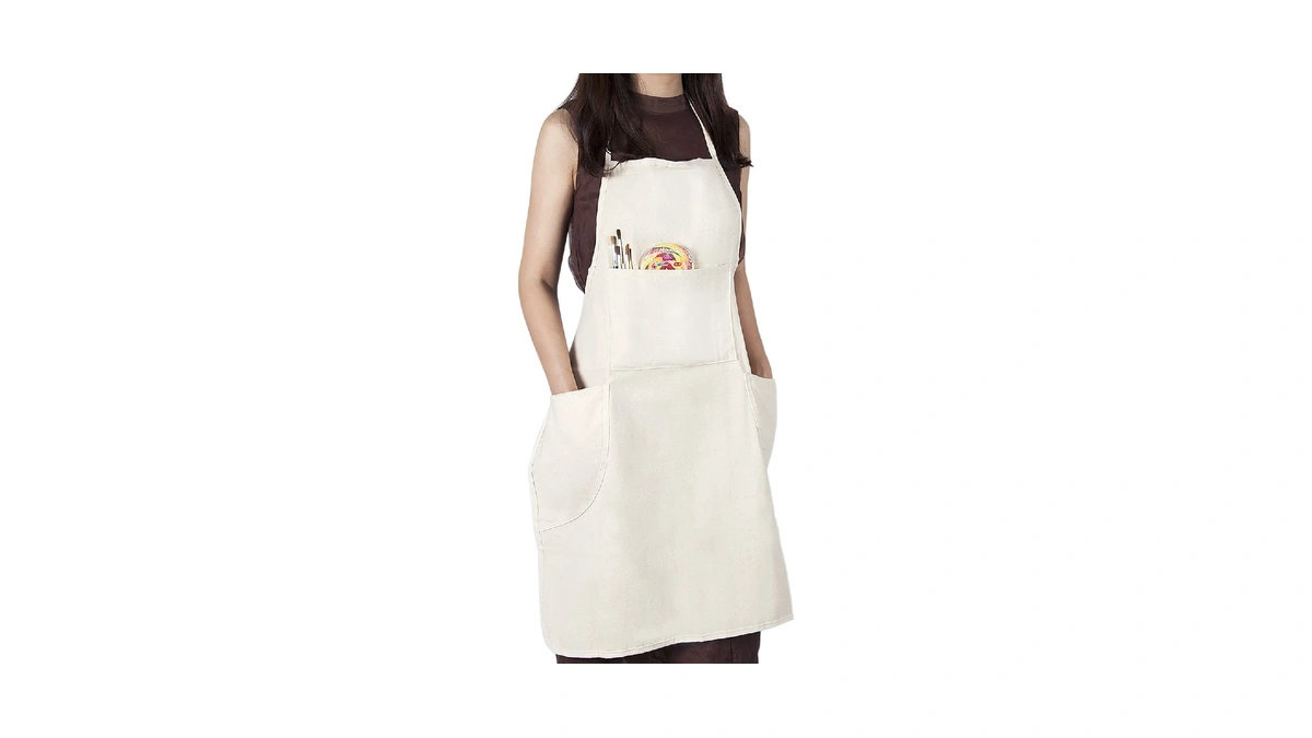 Conda 100% Cotton Canvas Professional Bib Apron With 3 Pockets