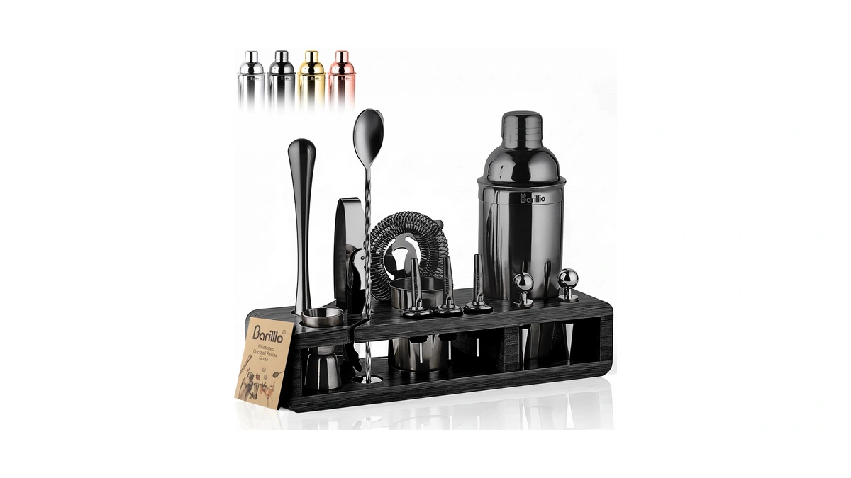 Barillio Black Bartender Kit - Stainless-steel Cocktail Shaker Set W/black