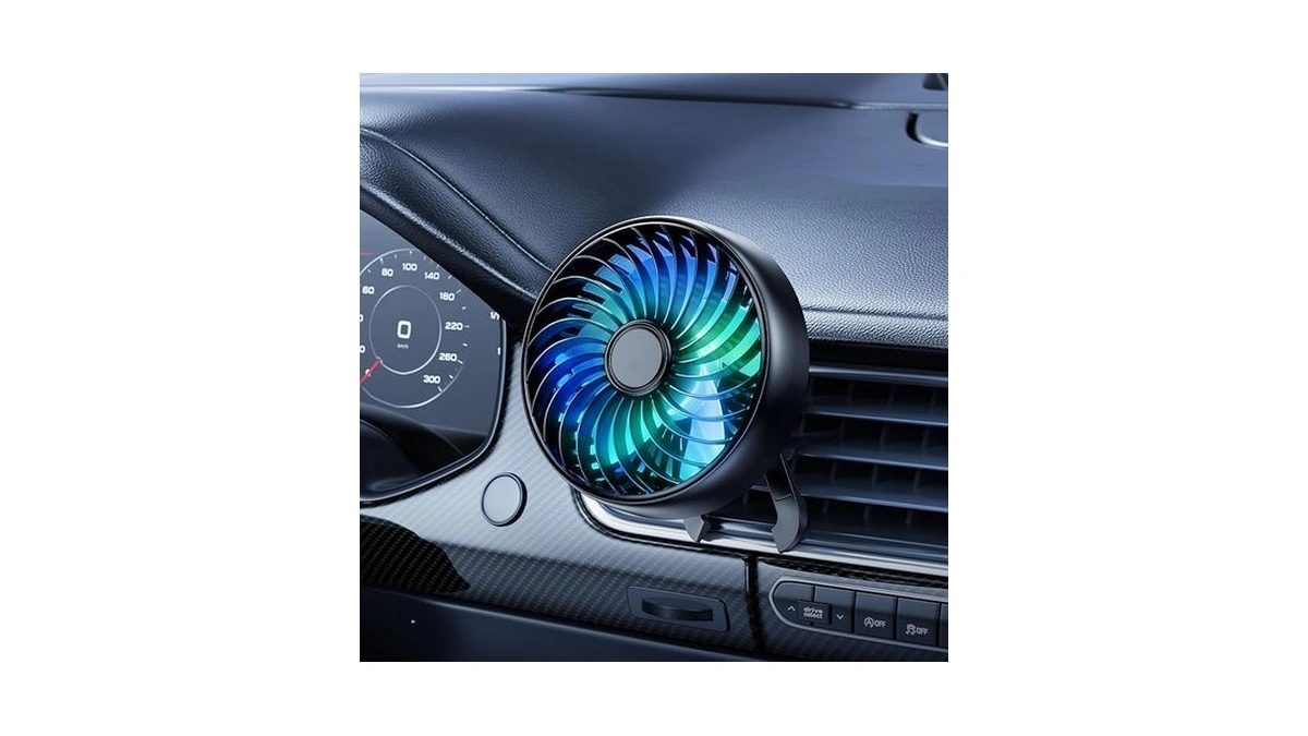 Scenein Usb Car Ven Fan With Colorful Light, 360°rotatable Mini