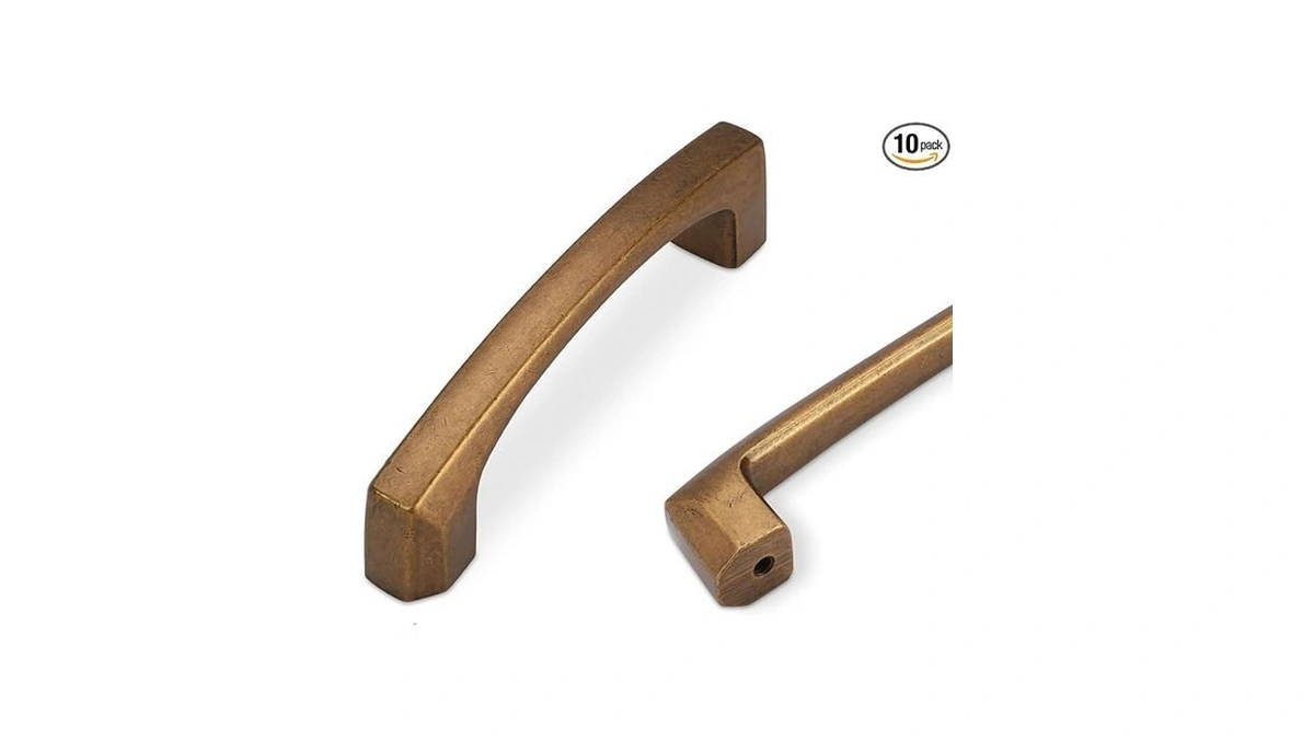 Cotykiley 10 Pack 3inch(76mm) Antique Brass Kitchen Cabinet Handles Aged