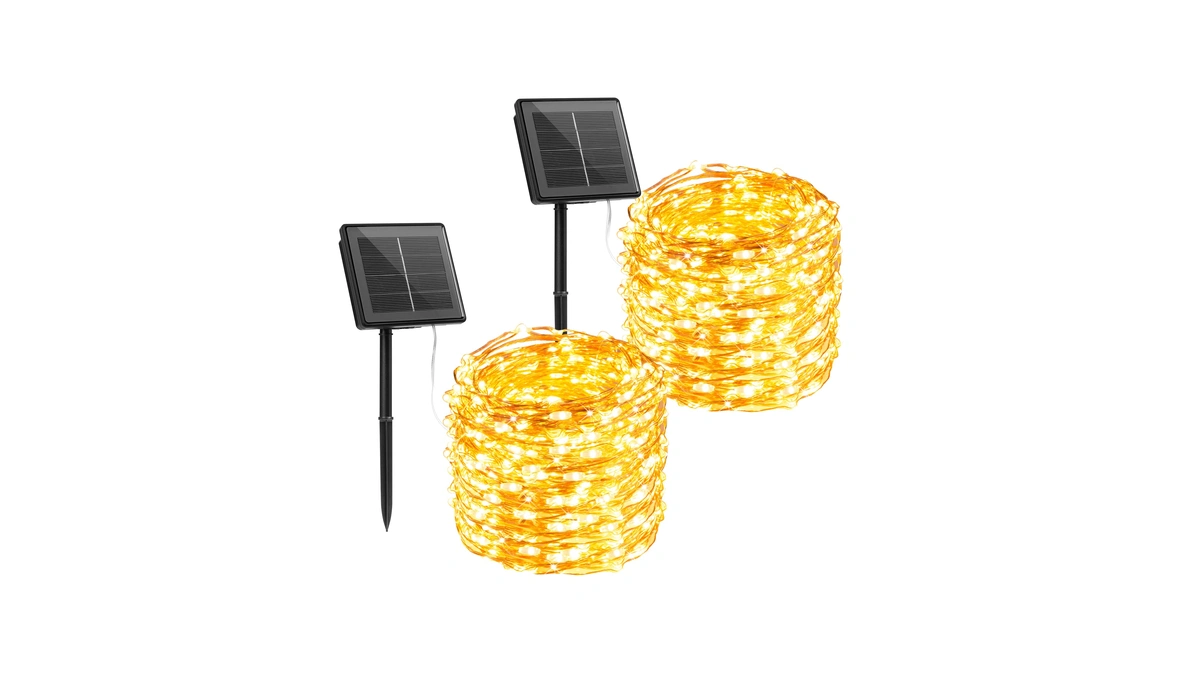 Brightown Solar String Lights, 2 Packs Total 66ft 200 Led
