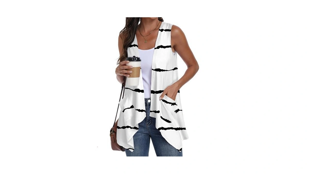 Prinstory Vest For Women Summer Lightweight Sleeveless Cardigans Casual Open