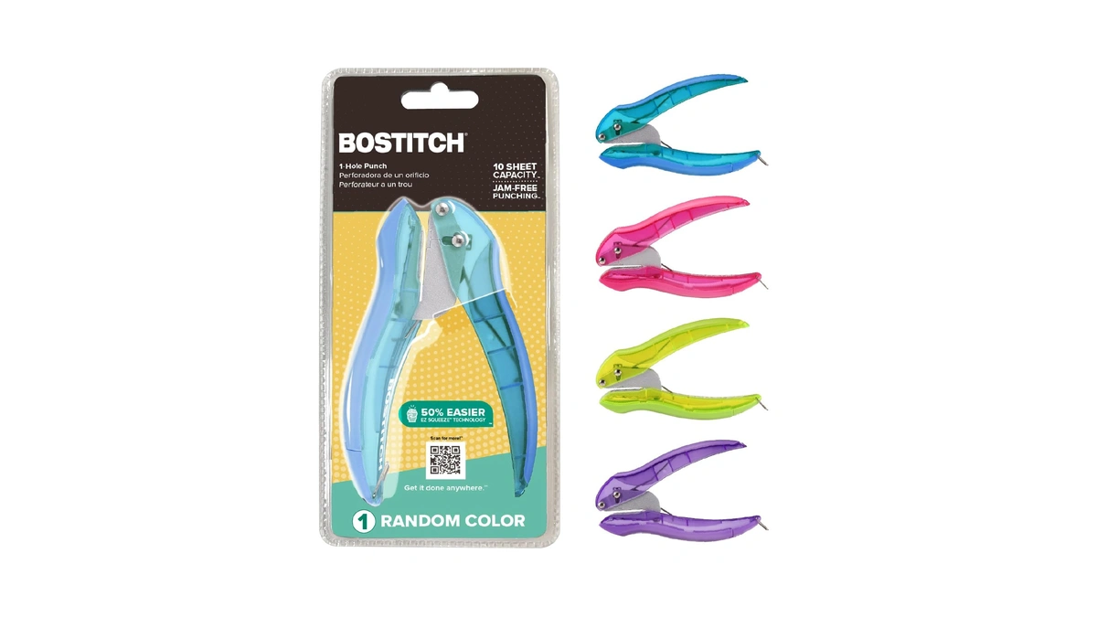 Bostitch Office Inlight Reduced Effort One-hole Punch, One Unit Per