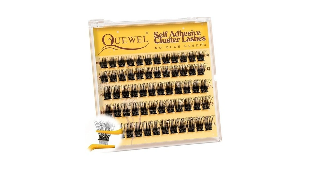 Quewel Self Adhesive Eyelashes, Press On Lashes Pre Glued Eyelash