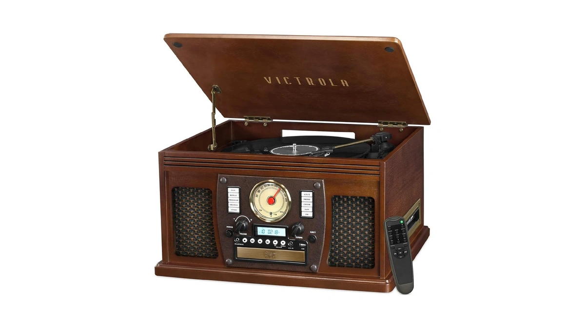 Victrola Navigator 8-in-1 Bluetooth Record Player With Built-in Speakers –