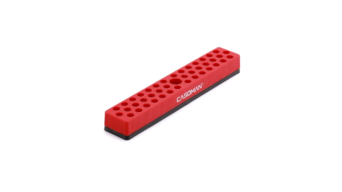 Casoman 1/4" Hex Bit Organizer With Magnetic Base - Red,