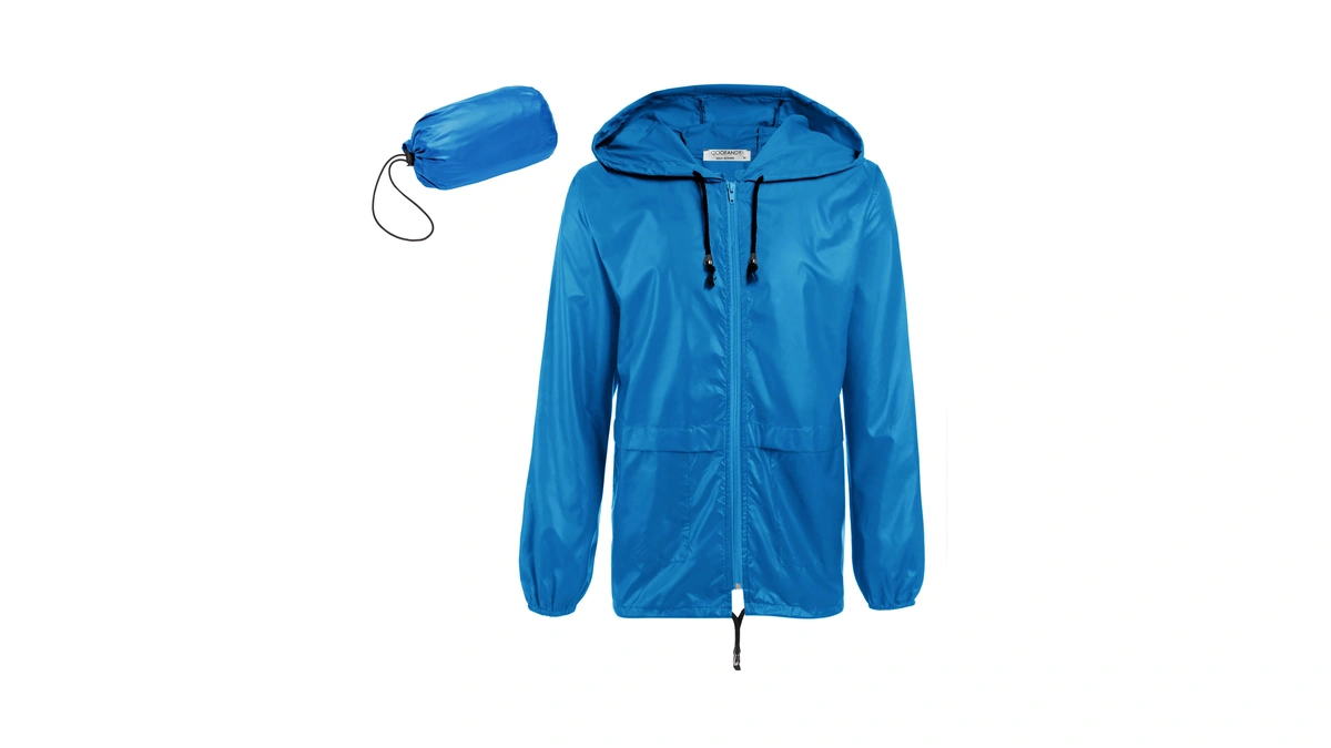 Coofandy Men's Waterproof Hiking Travel Shell Breathable Rain Jacket Packable