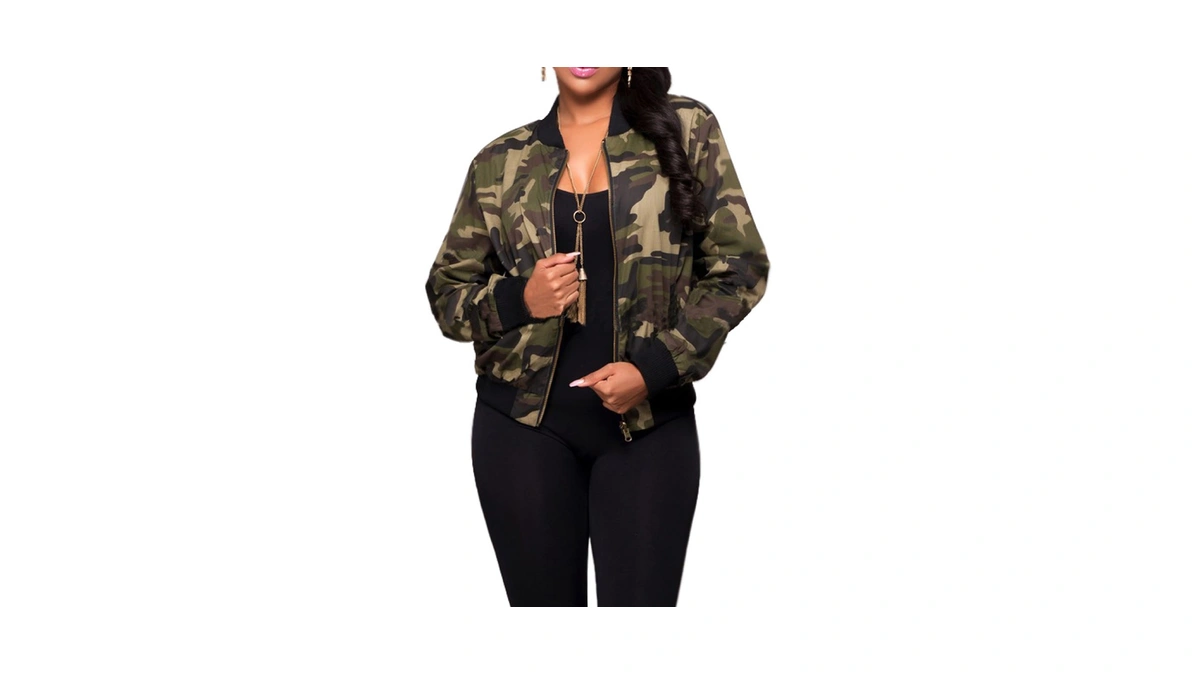 Sexycherry Faddish Military Casual Camouflage Lightweight Thin Short Jacket Coat