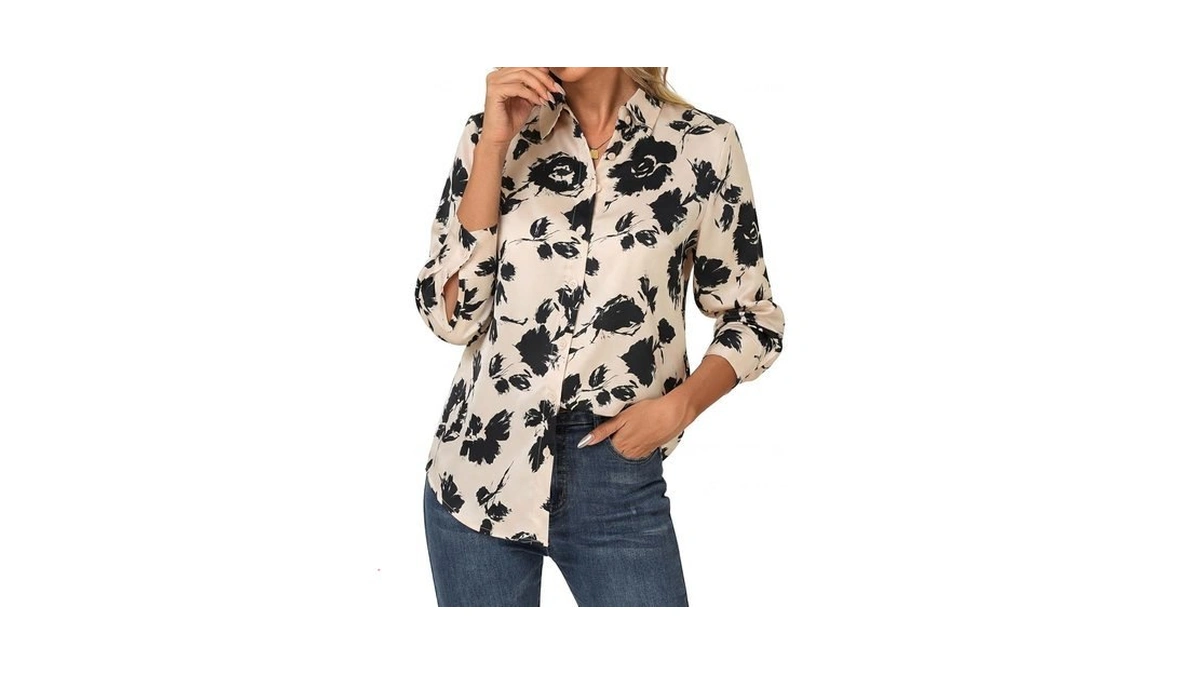 Grace Karin Womens Satin Button Down Shirts 2026 Silk Business