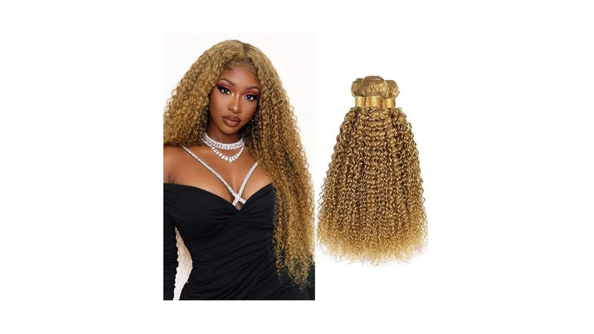 Honey Blonde Jerry Curly Bundles Color #27 Brazilian Hair 26