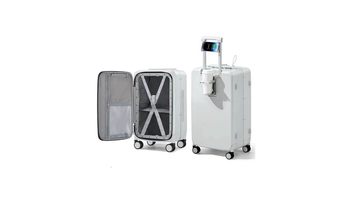 Hanke 24 Inch Checked Luggage With Cup Holder And Usb