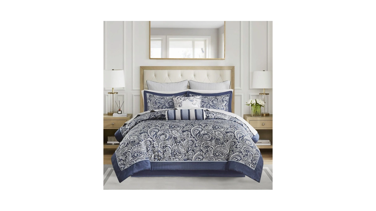 Madison Park Aubrey Cozy Comforter Set, Faux Silk Jacquard Paisley