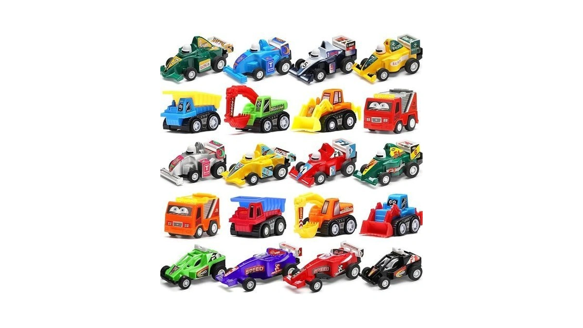 Pull Back Car, 20 Pcs Assorted Mini Truck Toy And
