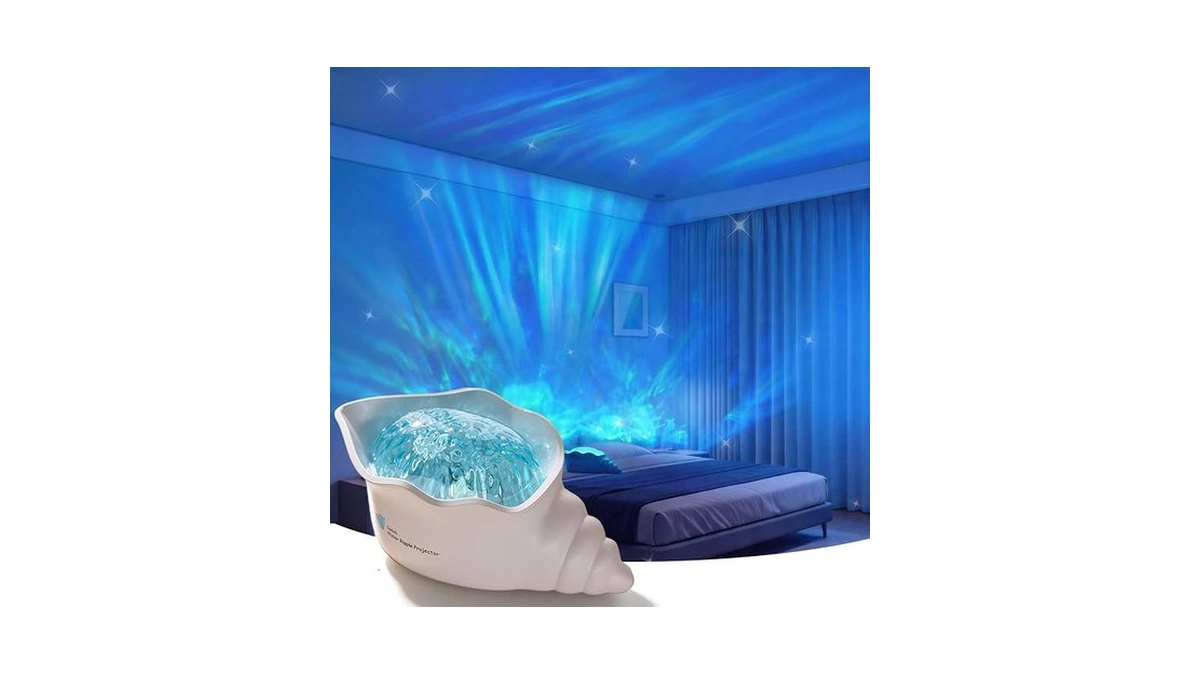 Kidoyean Conch Ocean Wave Light Projector, Colors Changing Lamp With