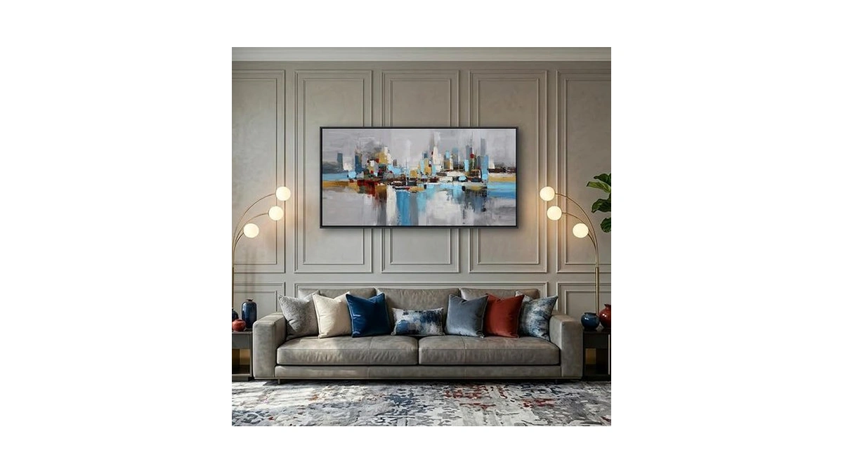 Ycprimer Abstract City Skyline Canvas Wall Art - Modern Urban