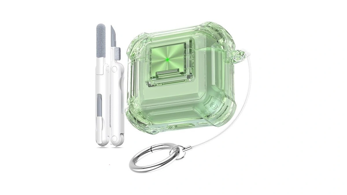 Rfunguango Airpods 4 Case Clear With Lock Cleaning Kit, Lanyard