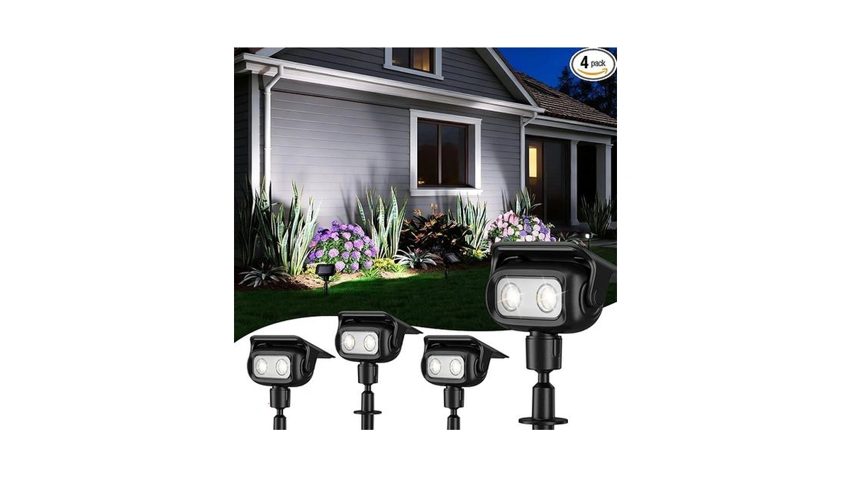 Roshwey Solar Spot Lights Outdoor, Waterproof Spotlights With 2 Brightness