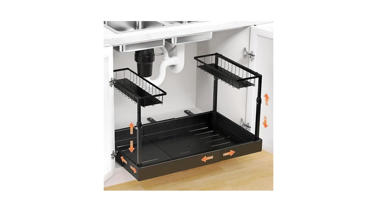 Aisslro Under Sink Organizer, 2 Tier Under The Sink Storage,