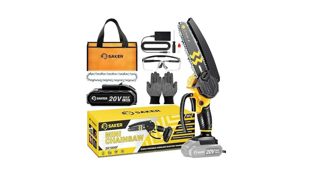 Saker Mini Chainsaw Cordless 6-inch-switch Security Lock-cordless Power Chain Saws-handheld