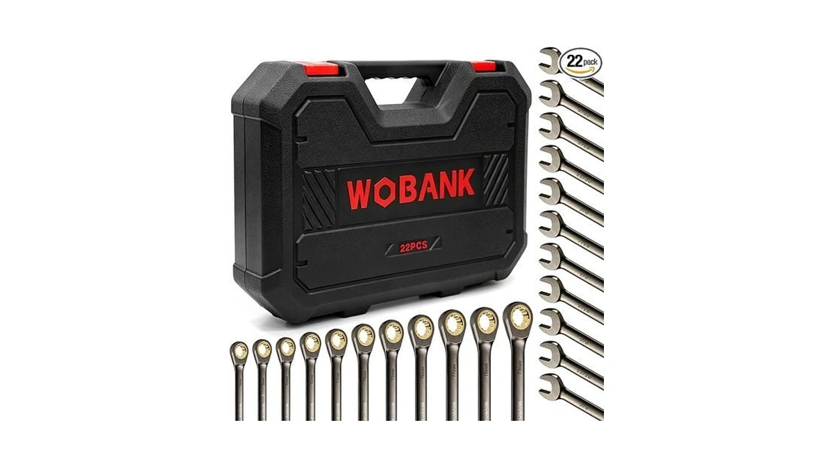 Wobank 22-piece Ratcheting Wrench Set, Ratchet Combination Wrenches Set With