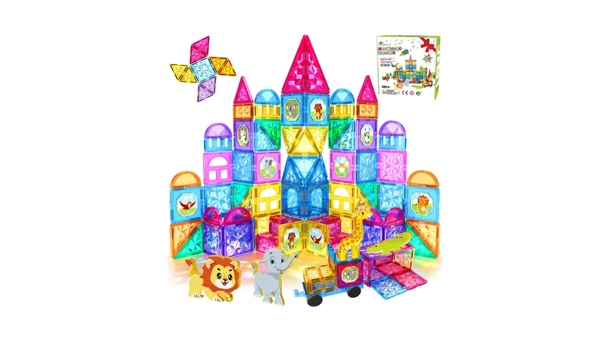 Jasonwell Magnetic Tiles Kids Magnetic Blocks 110pcs Building Sets 3d