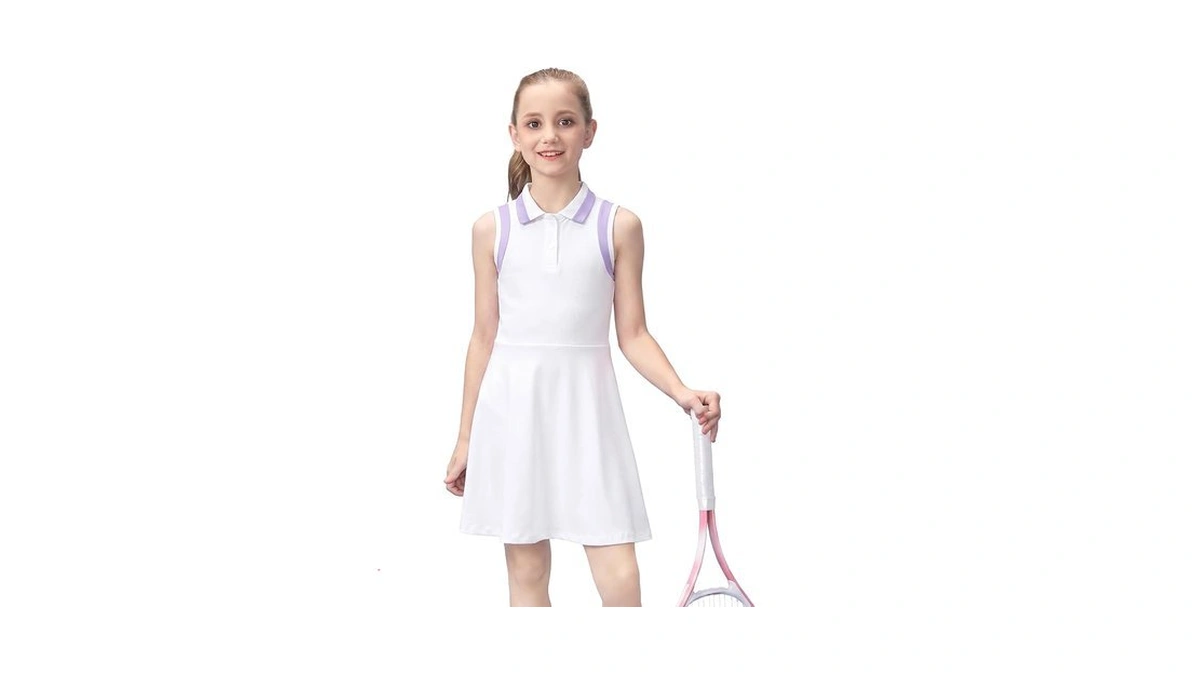 Gogokids Girls Tennis Dress Sleeveless Quick Dry Athletic Polo Dress