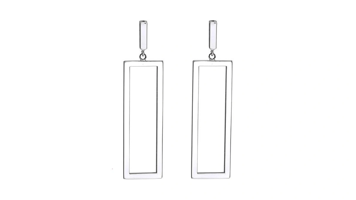 Silver Rectangle Geometric Drop Dangle Earrings For Women Fashion Prom