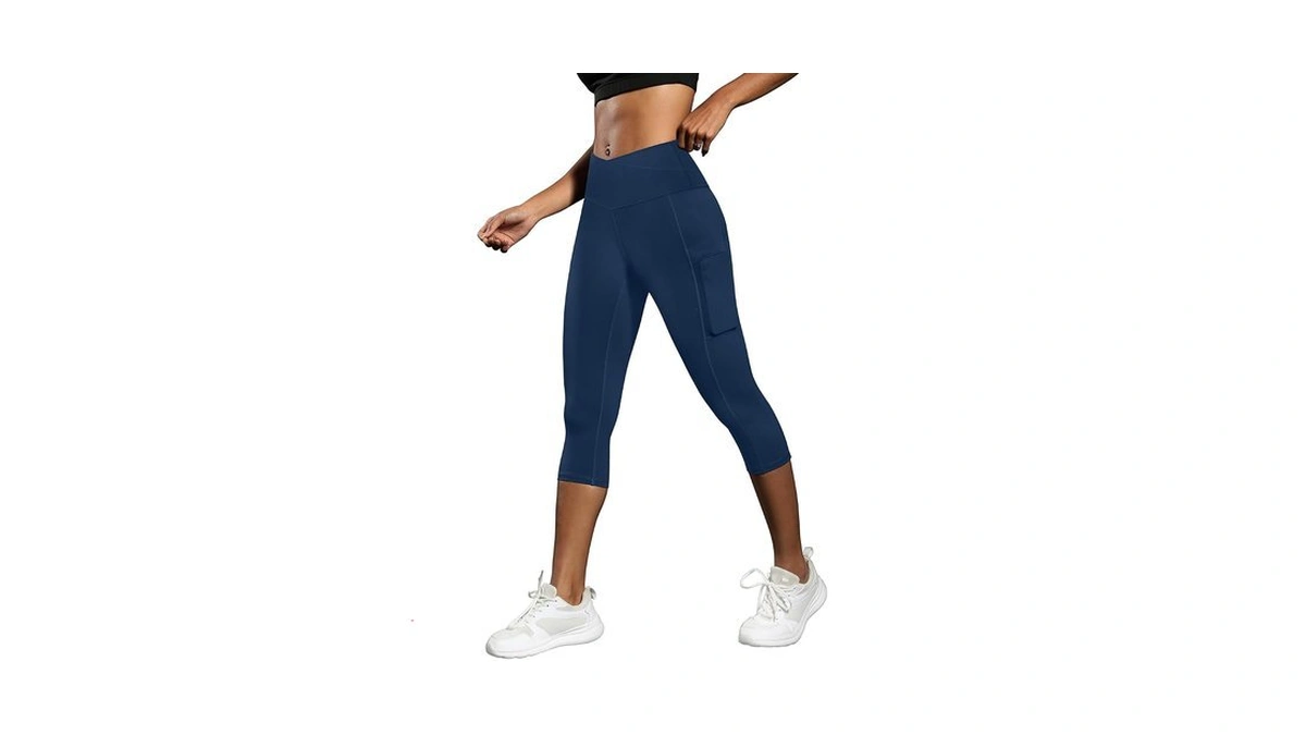 Ictive Women's Capris Yoga Pants With Pockets Crossover V Cross
