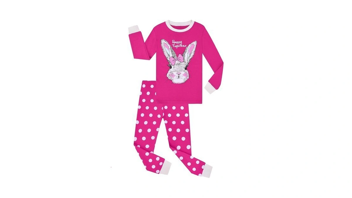 Benaive Girls Easter Pajamas Kids Bunny Easter Pjs Long Sleeves