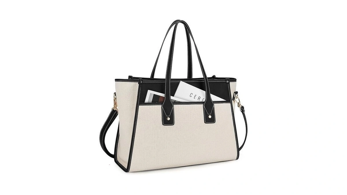 Missnine Tote Bag Canvas Laptop Bag 15.6 Inch Work Bags