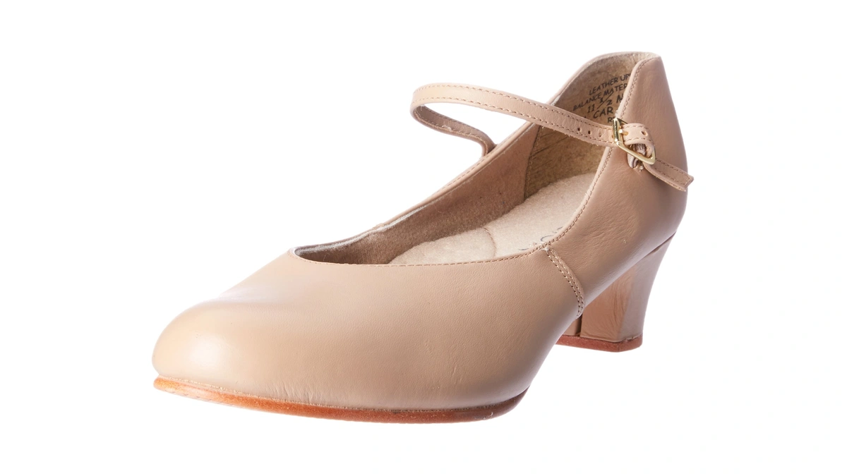 Capezio Womens Jr. Footlight Character Dance Shoes, Caramel, 8 Wide