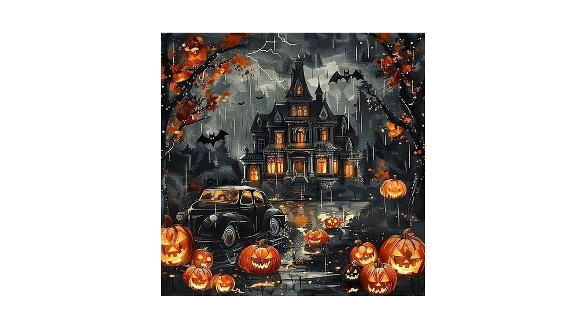 Ekuxom 5d Diamond Art Kits For Adults-halloween Castle Diamond Painting