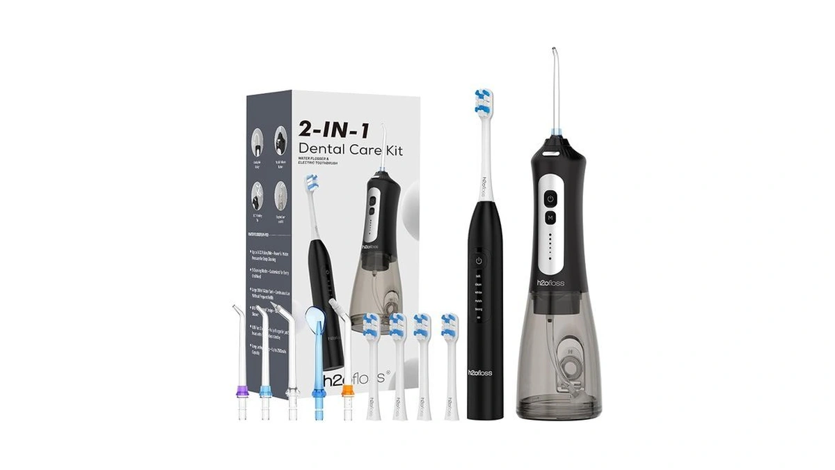 H2ofloss Sonic Electric Toothbrush And Water Flosser Combo, Rechargeable 2000mah
