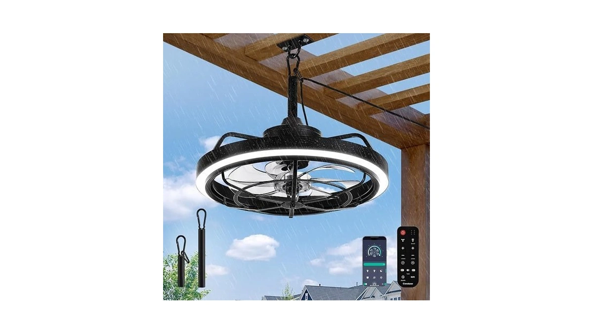 Conciseer Outdoor Ceiling Fan With Light For Patio, 20" Waterproof