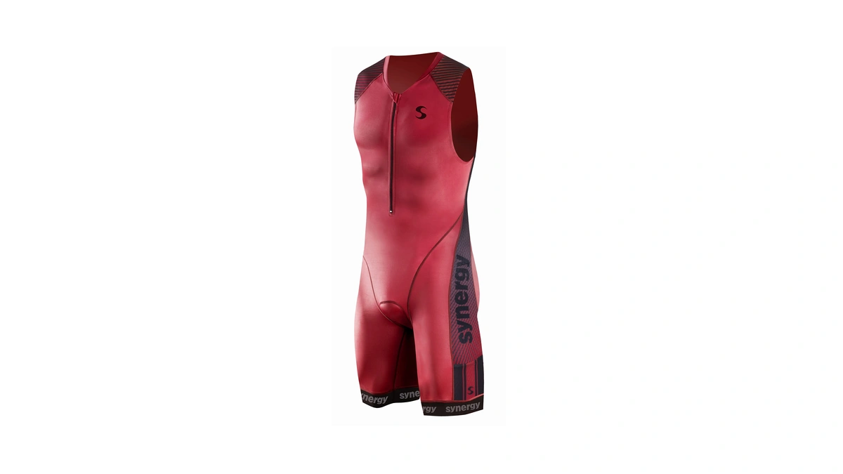 Synergy Triathlon Tri Suit - Men's Elite Sleeveless Trisuit (crimson/black,