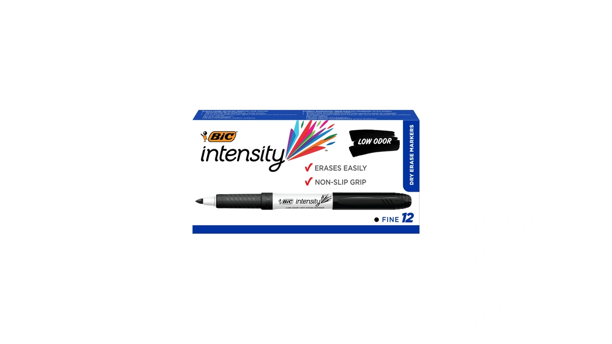 Bic Intensity Black Low Odor Dry Erase Markers, Fine Tip,