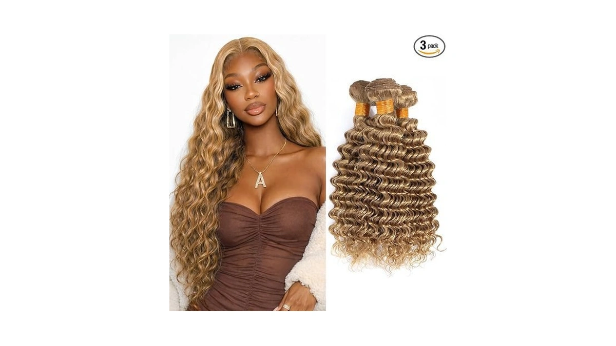 #27 Honey Blonde Deep Wave Human Hair Bundles 26 28