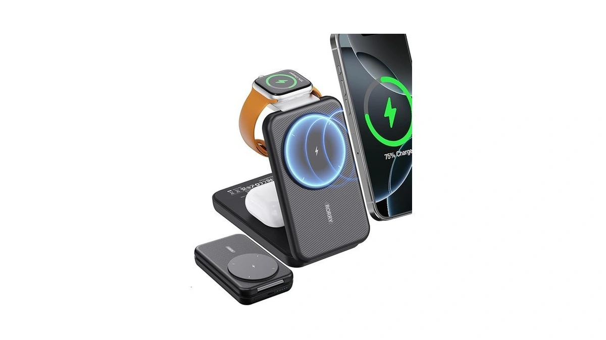 Rorry Portable Charger, 3-in-1 Charging Station 10000mah Portable Charger Power