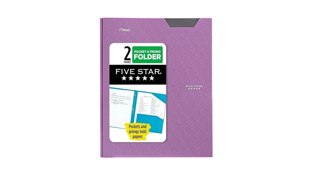 Five Star 2-pocket Folder, Plastic Folder With Stay-put Tabs And