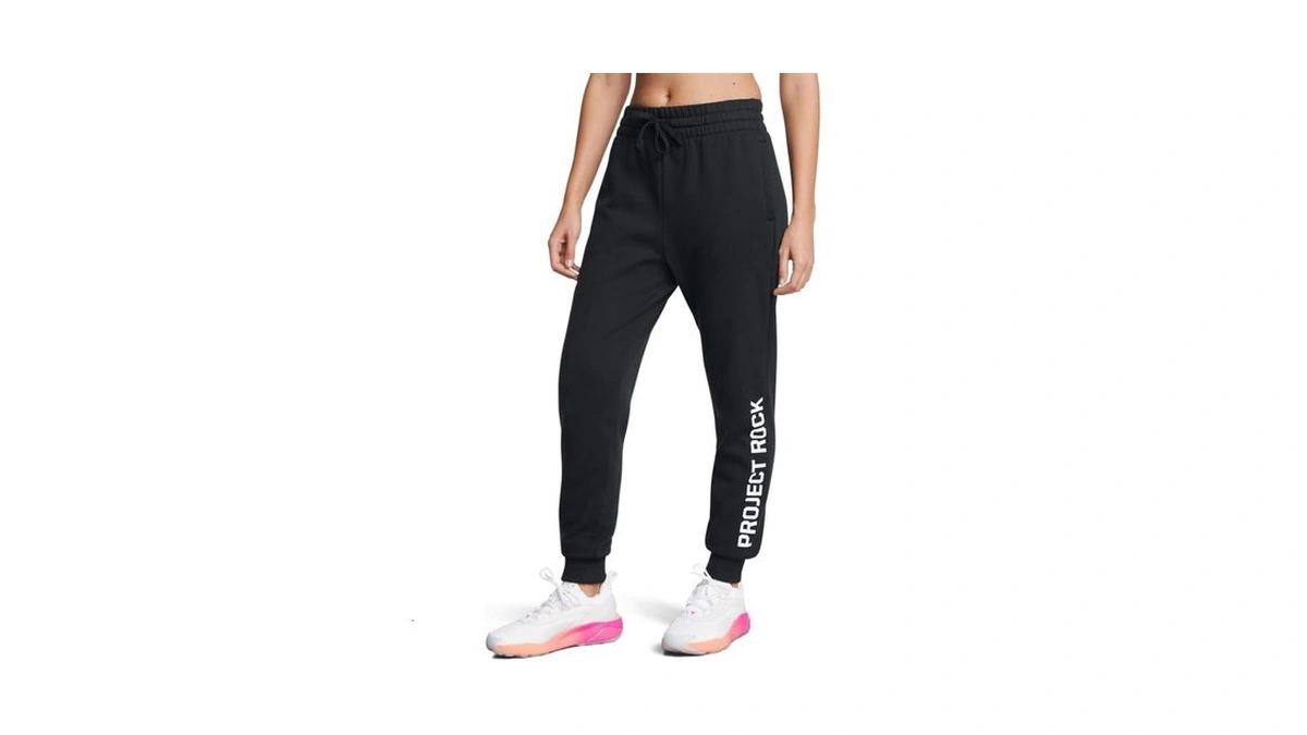 Under Armour Womens Project Rock Rival Fleece Joggers, (001) Black