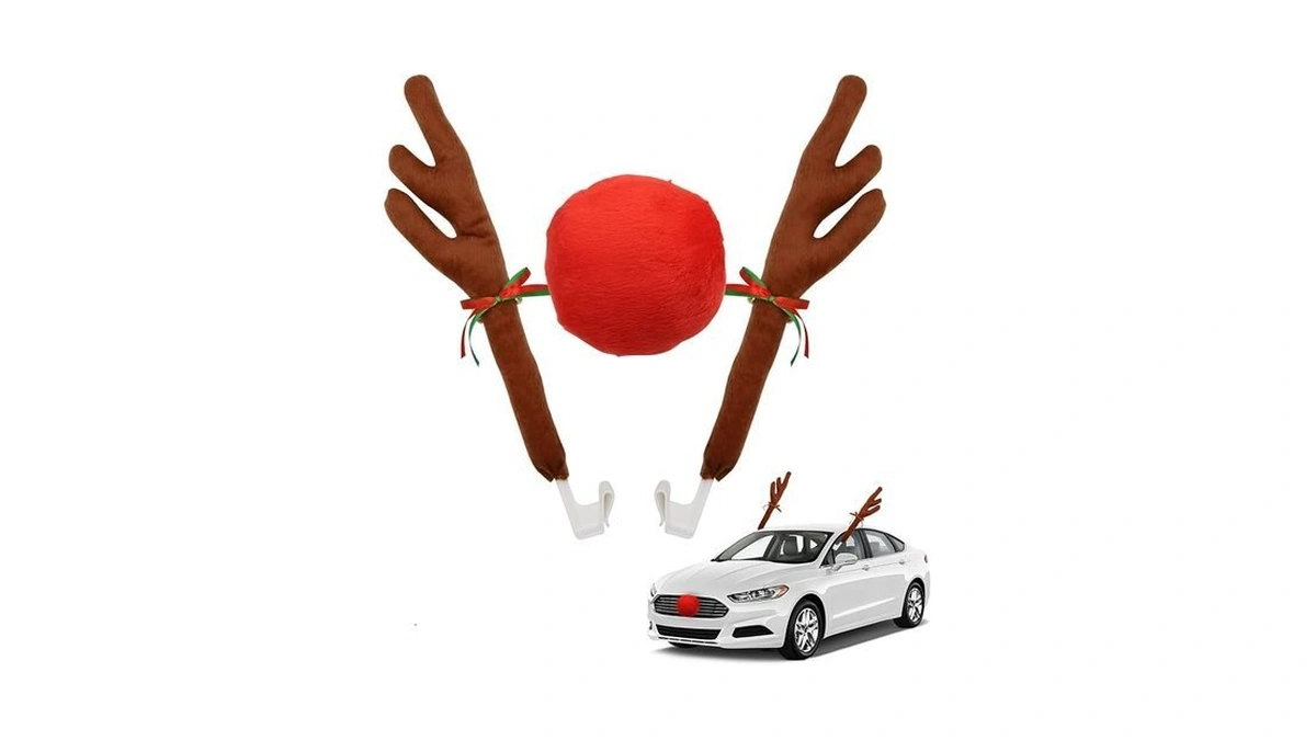 Abnaok Car Reindeer Antler Kit And Nose, Reindeer Christmas Decoration